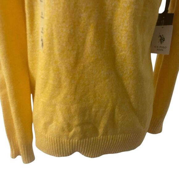 US. POLO ASSN. MARLED CREW NECK SWEATER YELLOW EMBROIDERED LOGO SIZE SMALL NEW - Picture 14 of 16